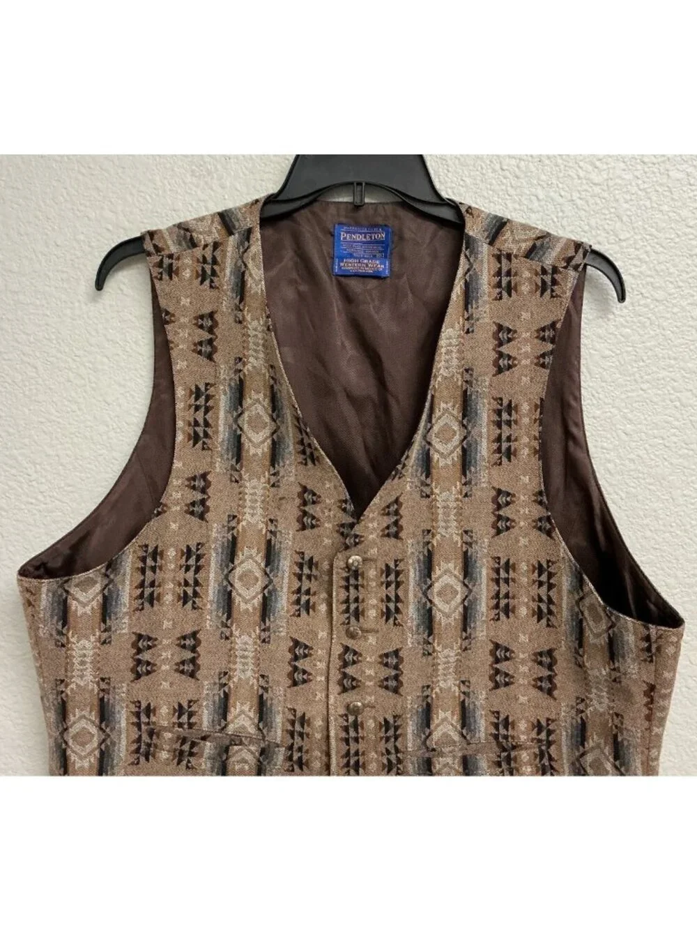 VTG Pendleton High Grade Western Wear Vest Southwestern Aztec Wool Sz XXL Lined